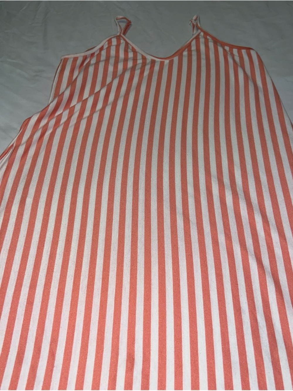 Striped Spaghetti Strap Maxi Dress in Coral and White